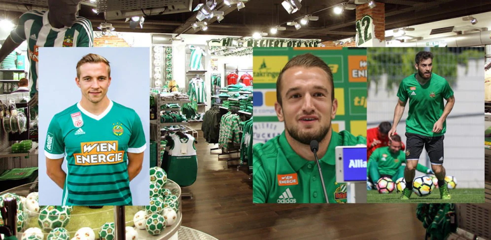 Christopher Dibon, Veton Berisha und Thanos Petsos kommen am Freitag in den Rapid-Fanshop nach St. Pölten!