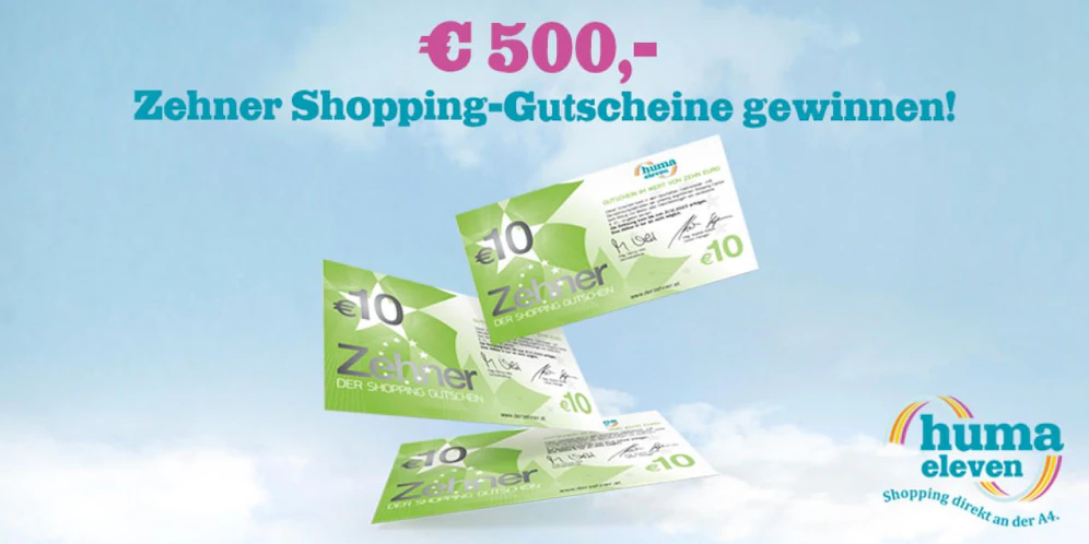 Unser Hauptpreis des Tages am 20. August: Jetzt teilnehmen & Shopping-Gutscheine für HUMA ELEVEN gewinnen!