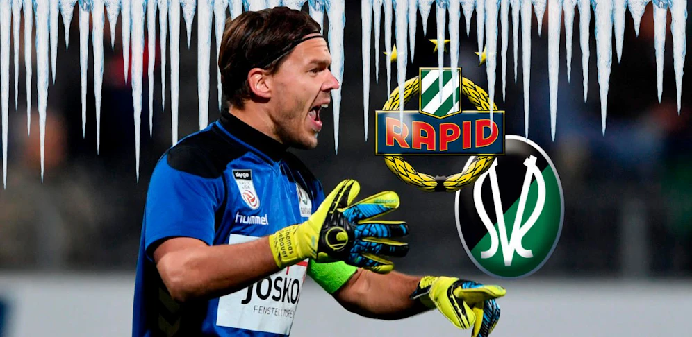 Hart, härter, Gebauer! Der Ried-Goalie wird heute Abend im Cup gegen Rapid in kurzen Ärmeln spielen. 