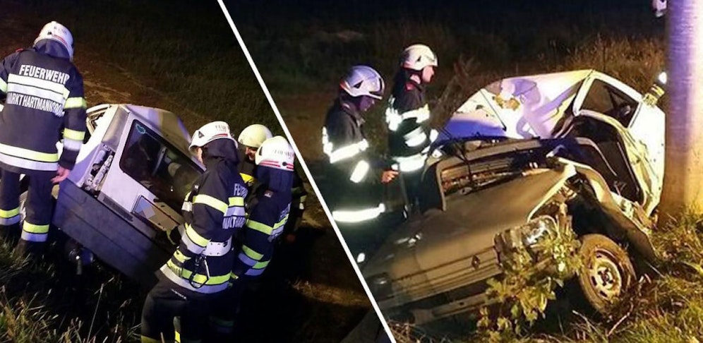 Das Fahrzeug wurde bei dem Crash komplett zerstört.