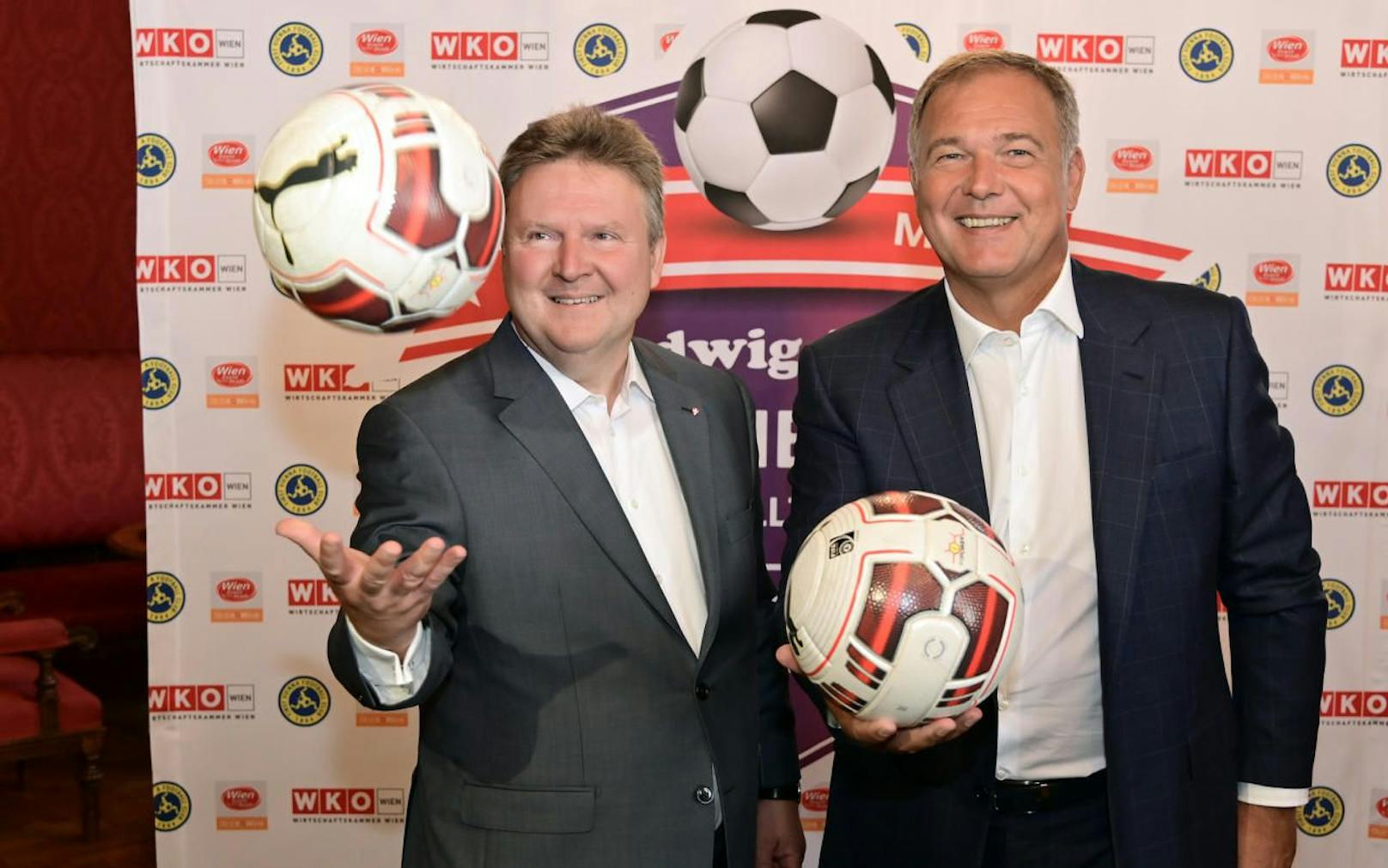 Der Wiener Bürgermeister Michael Ludwig und Wirtschaftskammer Wien-Präsident Walter Ruck laden wieder zum Benefiz-Fußballturnier. 