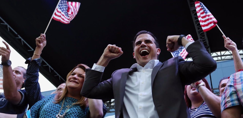 "Die USA können das Ergebnis nicht mehr ignorieren": Gouverneur Ricardo Rossello lässt sich feiern.