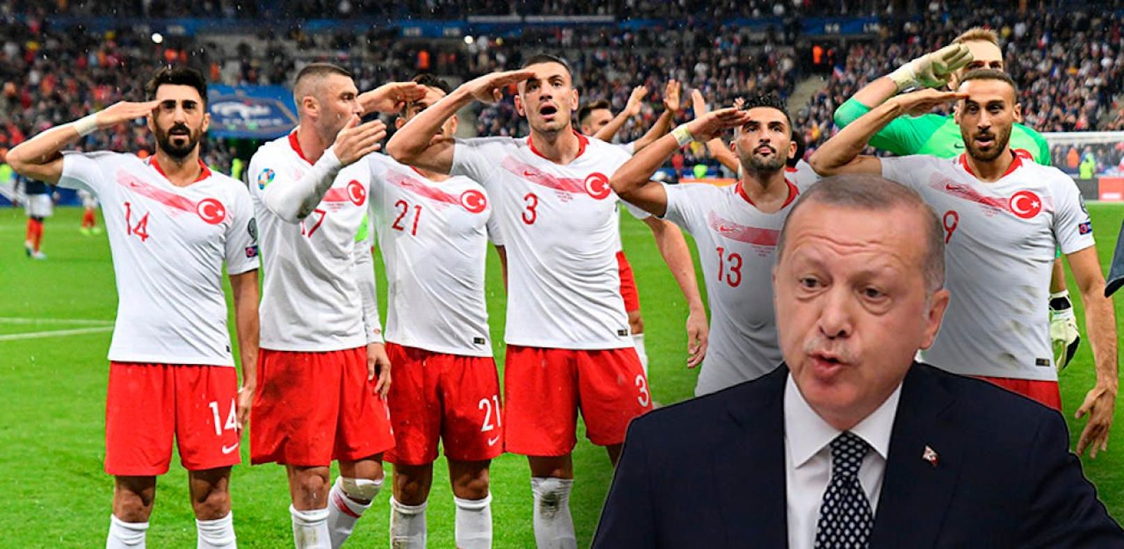 Staatspräsident Recep Erdogan verteidigt den Jubel der türkischen Spieler. 