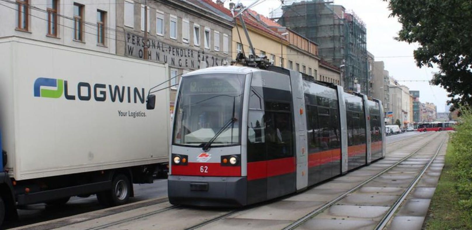 Wiener Straßenbahn-Garnitur der Linie 62. Symbolfoto