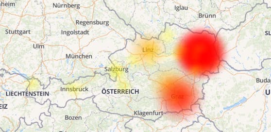 Am 8. Mai kam es in mehreren österreichischen Städten zu Internet-Ausfällen. Screenshot-Quelle: allestörungen.at