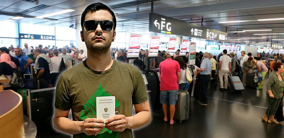 Die Airline verweigerte dem Burgenländer Christofer K. (27) seinen Japan-Flug mit einem Not-Dokument. 