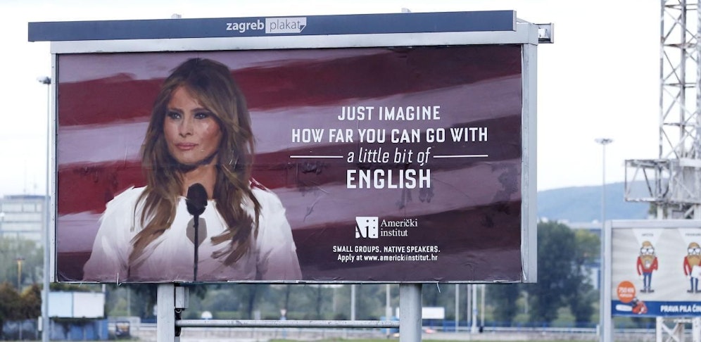 Dieses Plakat findet Melania gar nicht witzig.