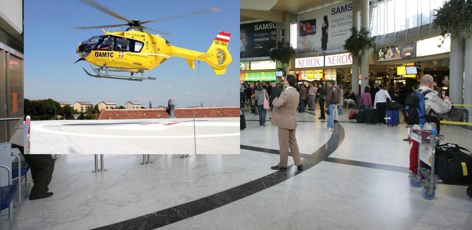 Der Helikopter C9 brachte die kleine Inderin vom Airport ins Spital.