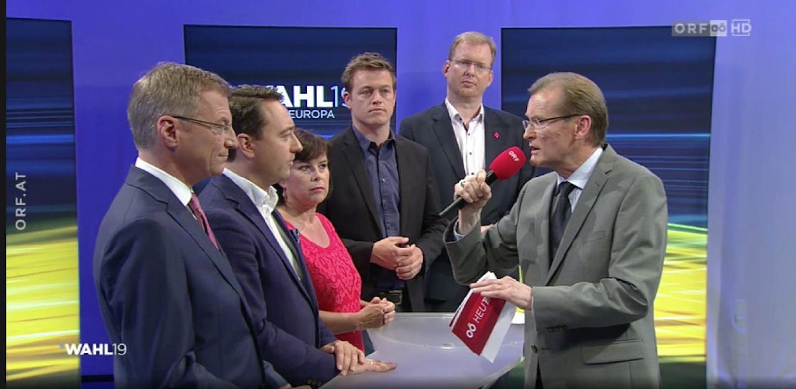 Die Parteichefs im ORF-Interview nach der EU-Wahl.