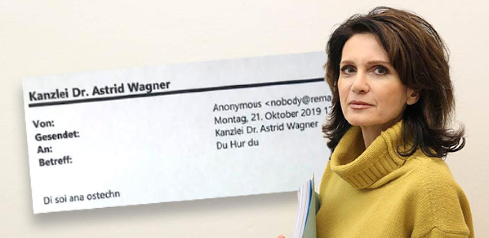 Morddrohung gegen Anwältin Astrid Wagner: Diese Mail erhielt sie am Montag.