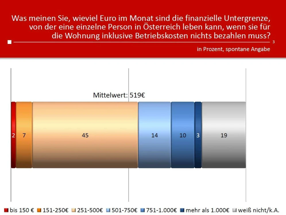 "Frage der Woche": Wie hoch ist die finanzielle Untergrenze, um im Monat in Österreich leben zu können?