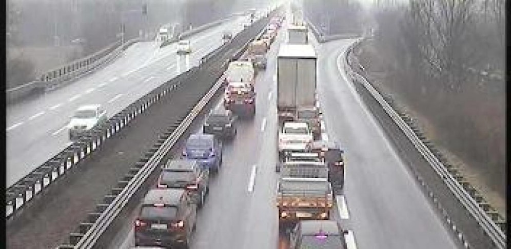 Stau auf der Mühlkreisautobahn A7 in Fahrtrichtung Freistadt