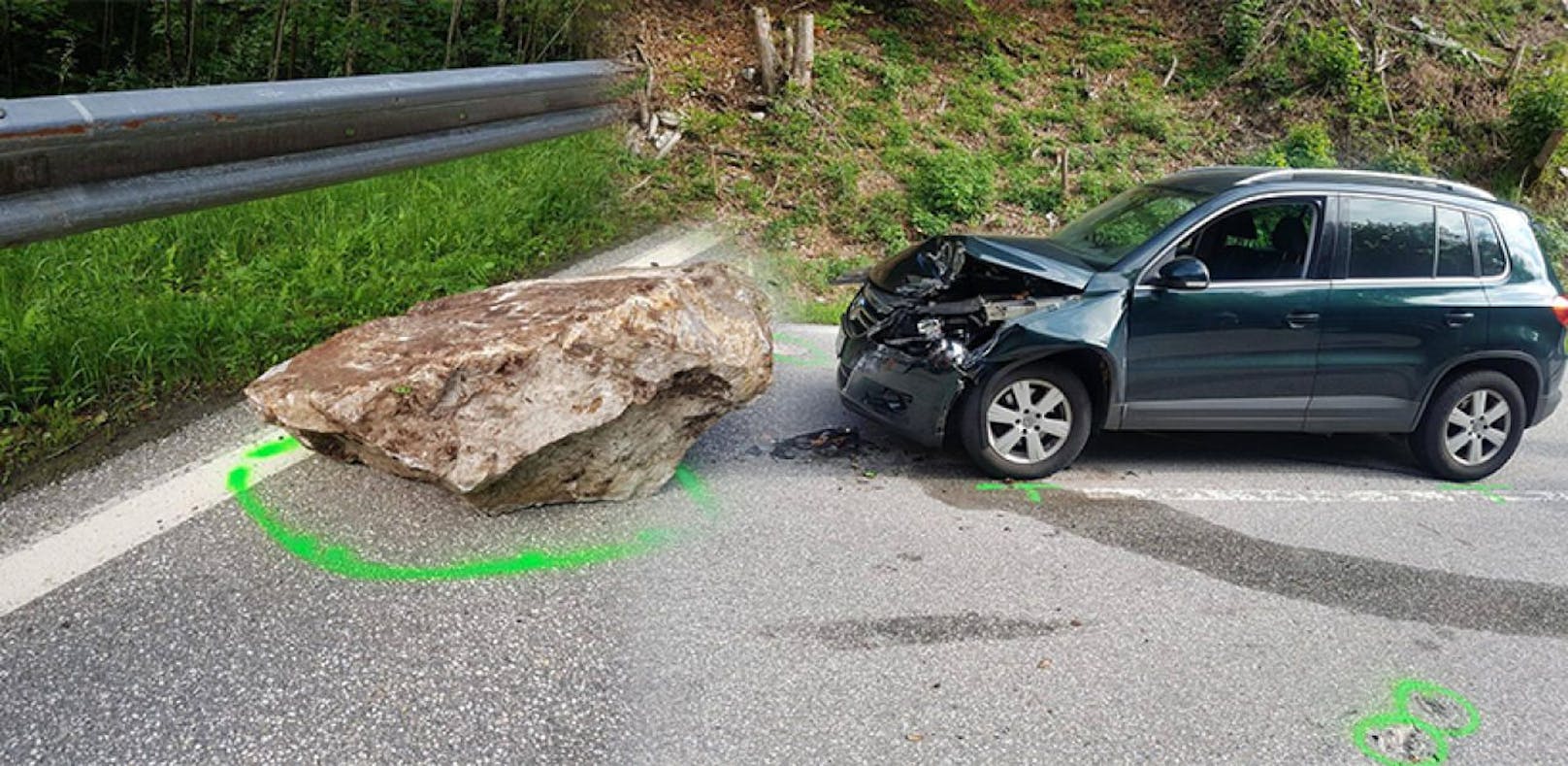 1.000-Kilo-Stein stürzt auf Straße: Drei Verletzte