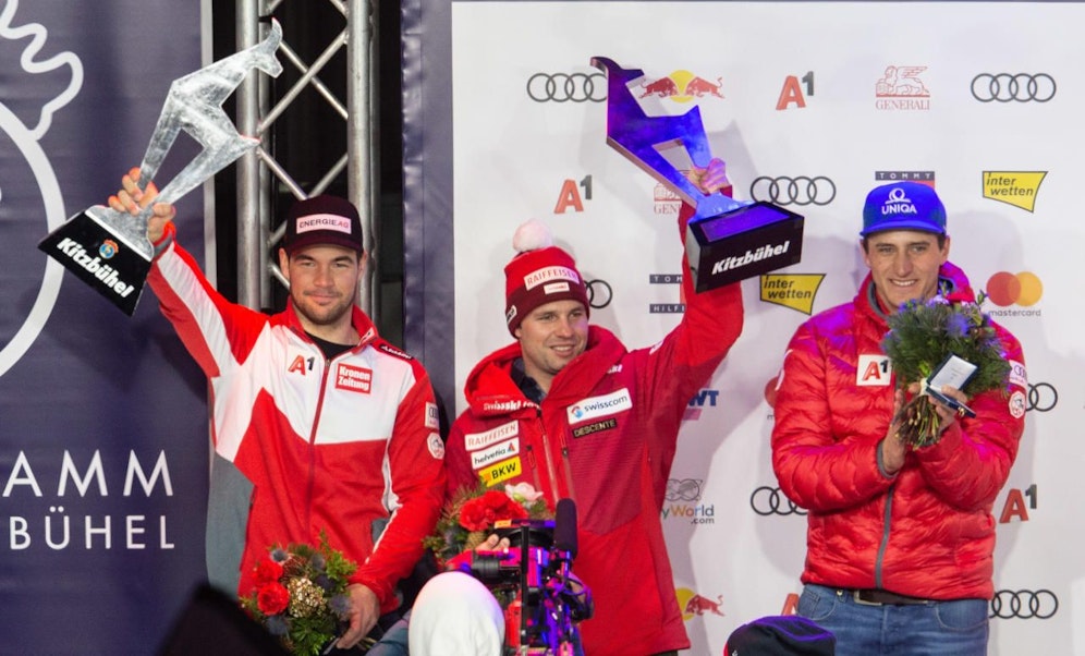 Vincent Kriechmayr (links) mit der Gams ohne latte.