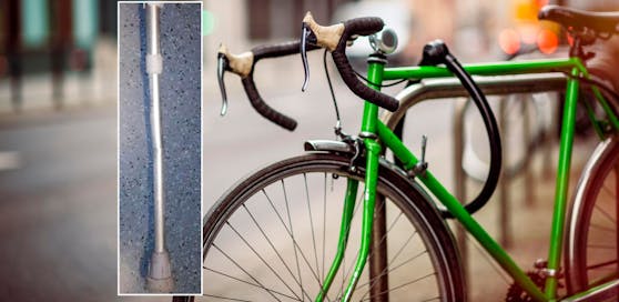 Einer der beiden Männer brach mit einer Krücke das Fahrradschloss auf.