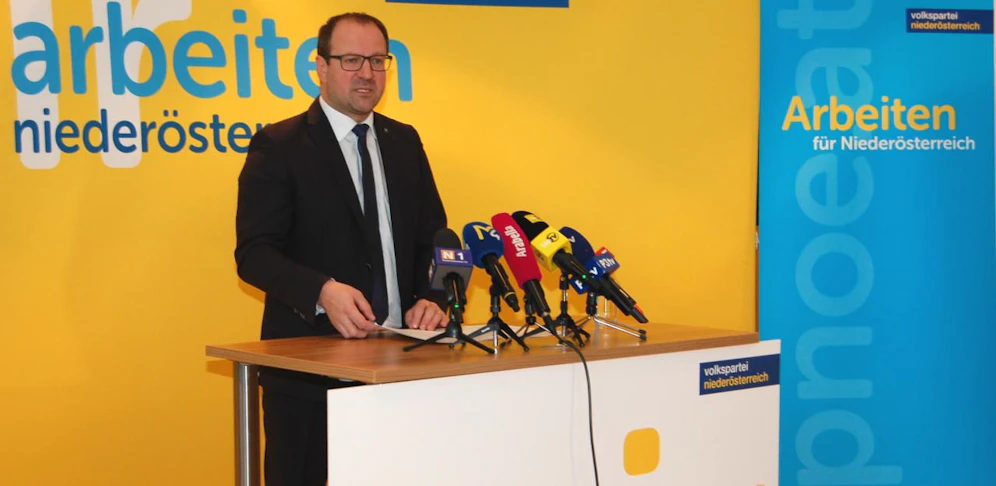 Landesgeschäftsführer Bernhard Ebner bei der Pressekonferenz am Donnerstag in Sankt Pölten.