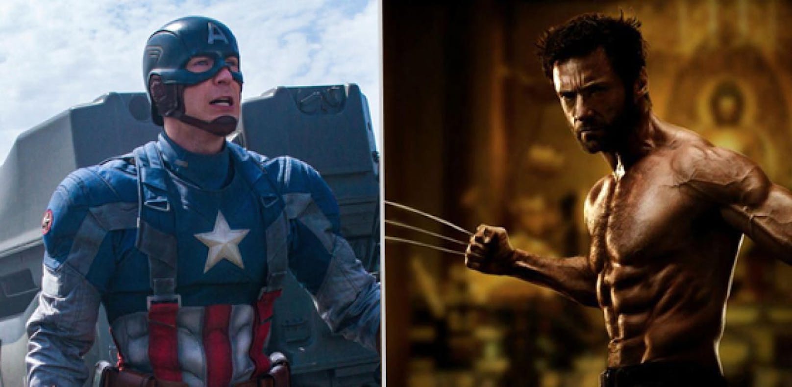 Captain America (li.) und Wolverine - bald könnten sie gemeinsam in einem Kinofilm zu sehen sein. 
