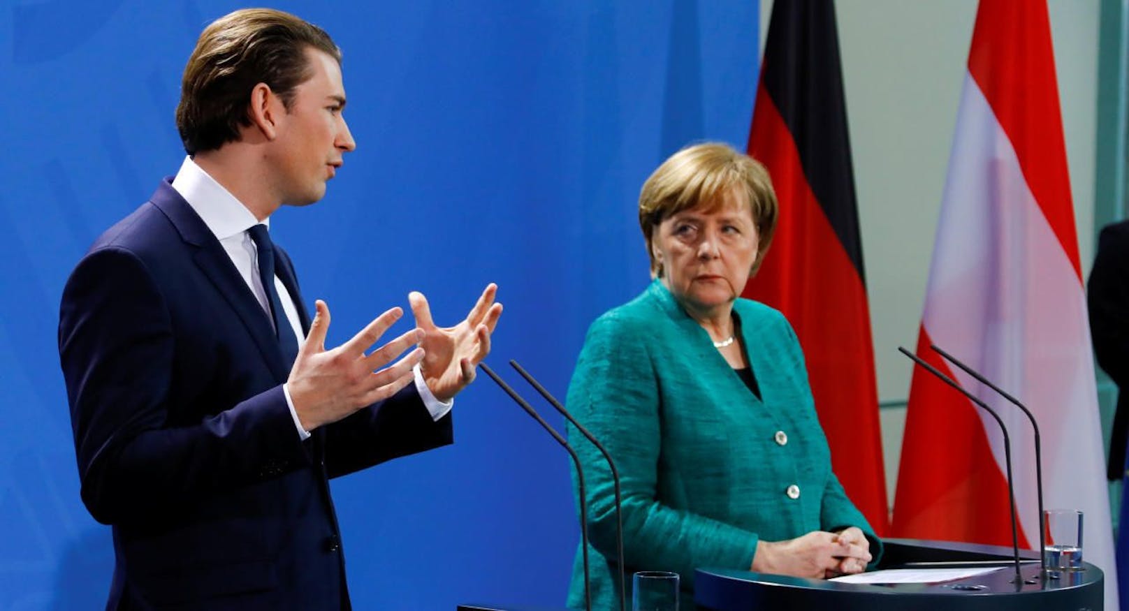 Bundeskanzler Sebastian Kurz (ÖVP) bei seinem Antrittsbesuch bei Deutschlands Kanzlerin Angela Merkel