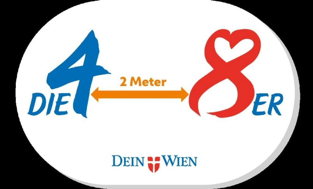 Mit Humor und einem "neuen Logo" wirbt die MA48 für die Einhaltung von Sicherheitsabständen. 
