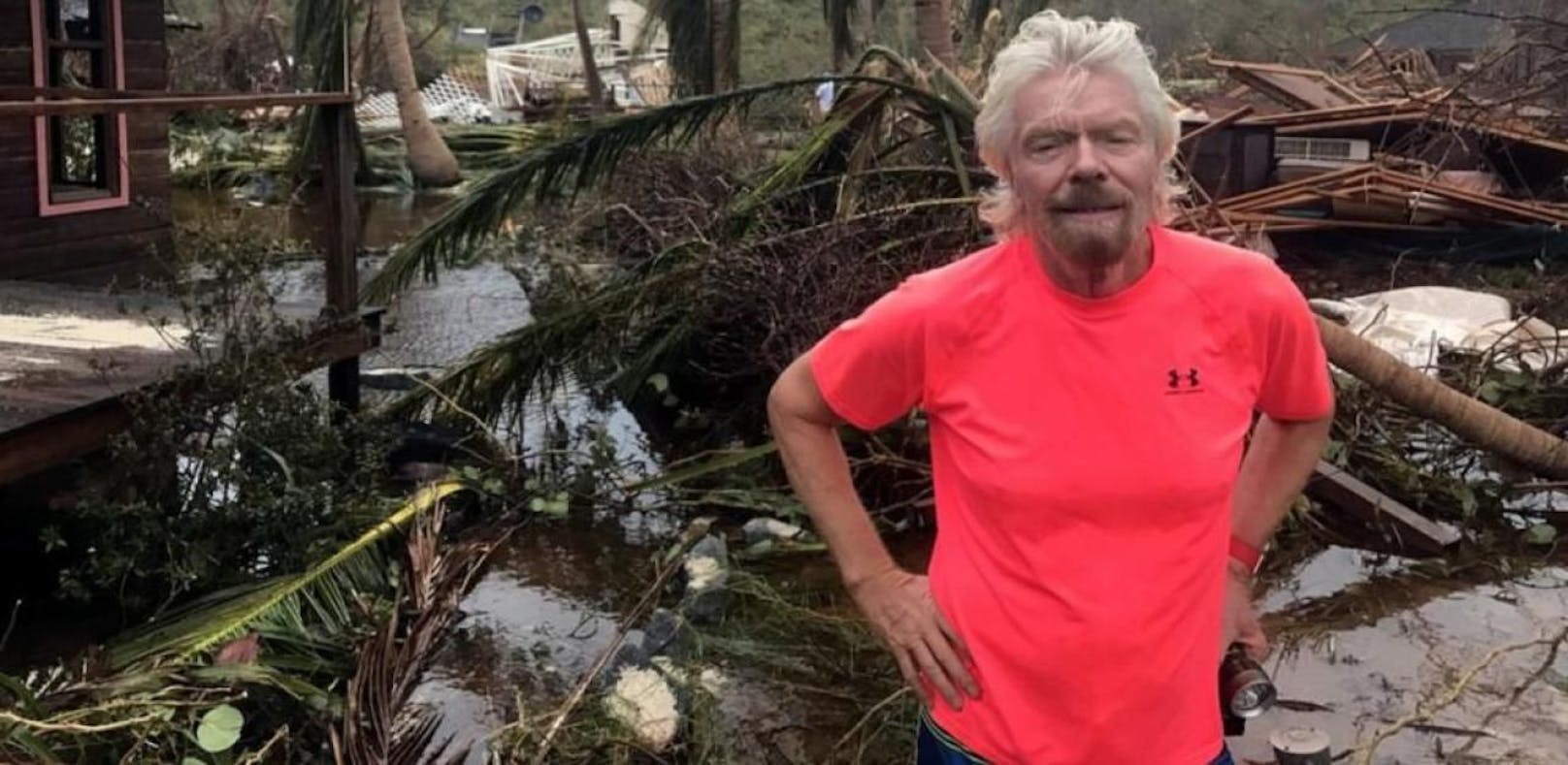 Richard Branson zeigt seine zerstörte Insel