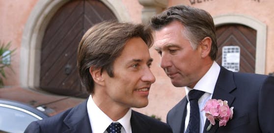 Da war die Welt noch in Ordnung: Karlheinz Grasser (li.) samt Trauzeugen Meischberger.