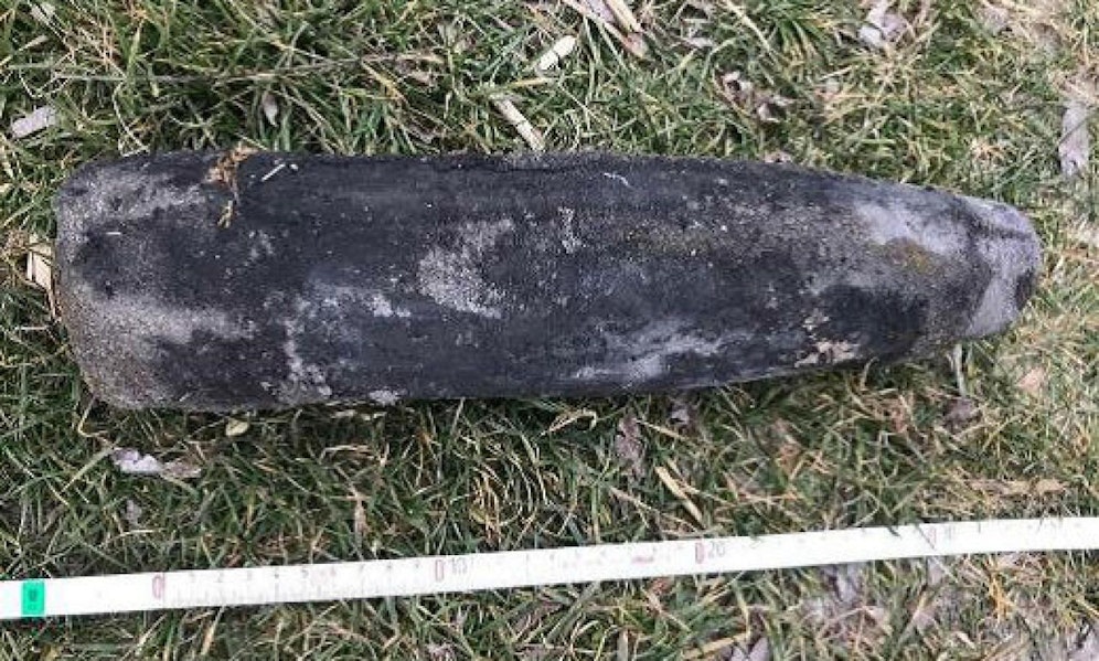 Die gefundene FLAK-Granate aus dem Zweiten Weltkrieg