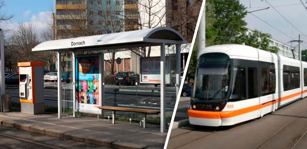 Bei der Haltestelle in Dornach rammte eine Straßenbahn einen Schüler.