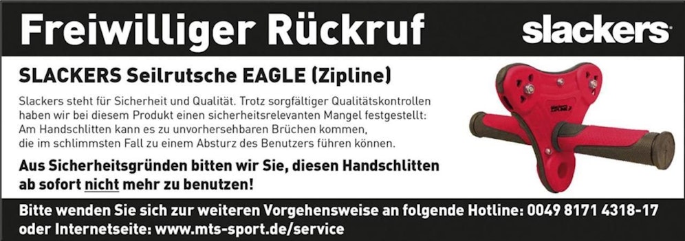 Rückruf von MTS Sport