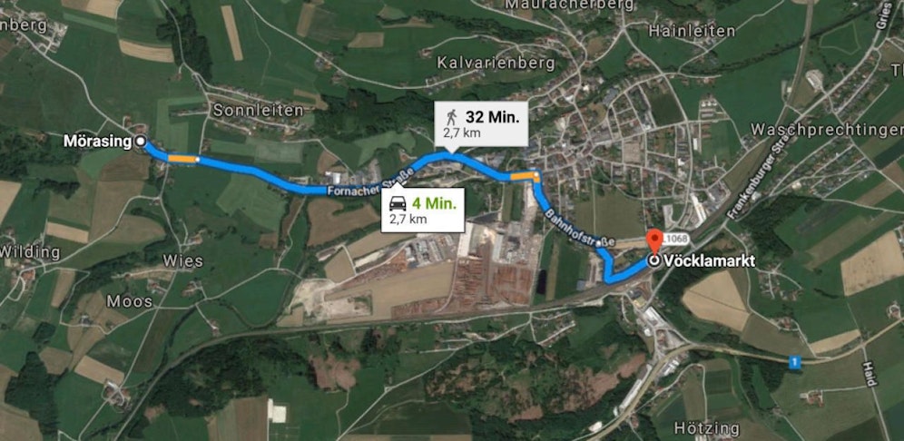 Vom Bahnhof Vöcklamarkt bis Mörasing hab der junge Mann kräftig Gas.