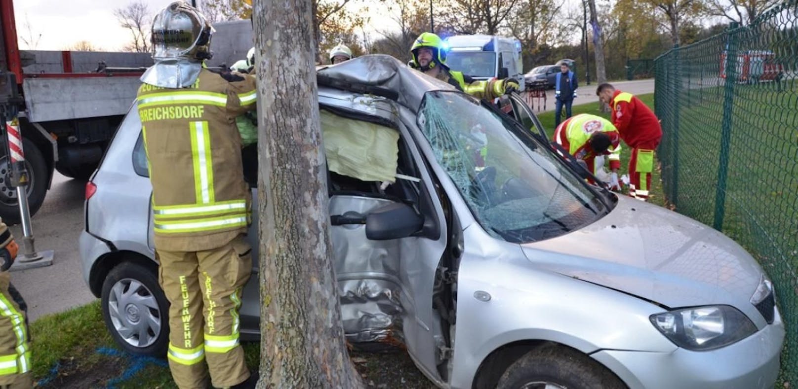 Mit Auto in Baum gekracht: Lenkerin (28) reanimiert