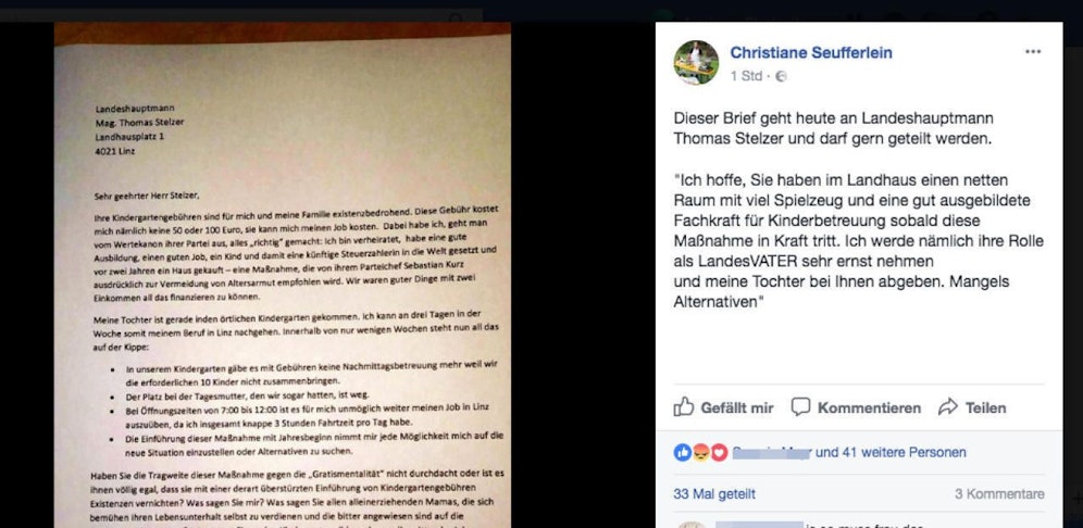 Eine Mutter will ihr Kind bei LH Thomas Stelzer zur Betreuung "abgeben".