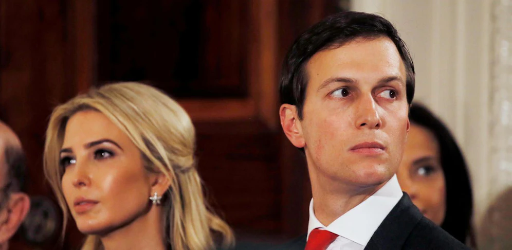 FILE PHOTO --  Ivanka Trump and her husband Jared Kushner watch as German Chancellor Angela Merkel and U.S. President Donald Trump hold a joint news conference in the East Room of the White House in Washington, U.S., March 17, 2017. REUTERS/Jim Bourg/File Photo - RTX33LE6