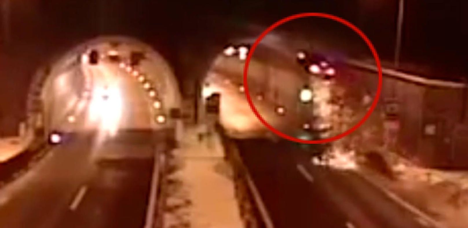 Pkw kollidiert mit Tunnel-Decke – Video geht viral