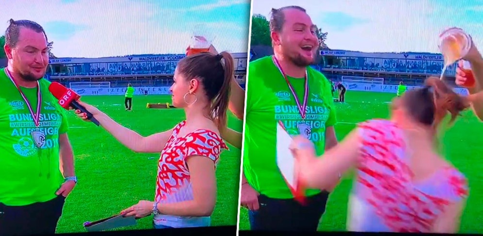 Kristina Inhof kassiert die nächste Bierdusche