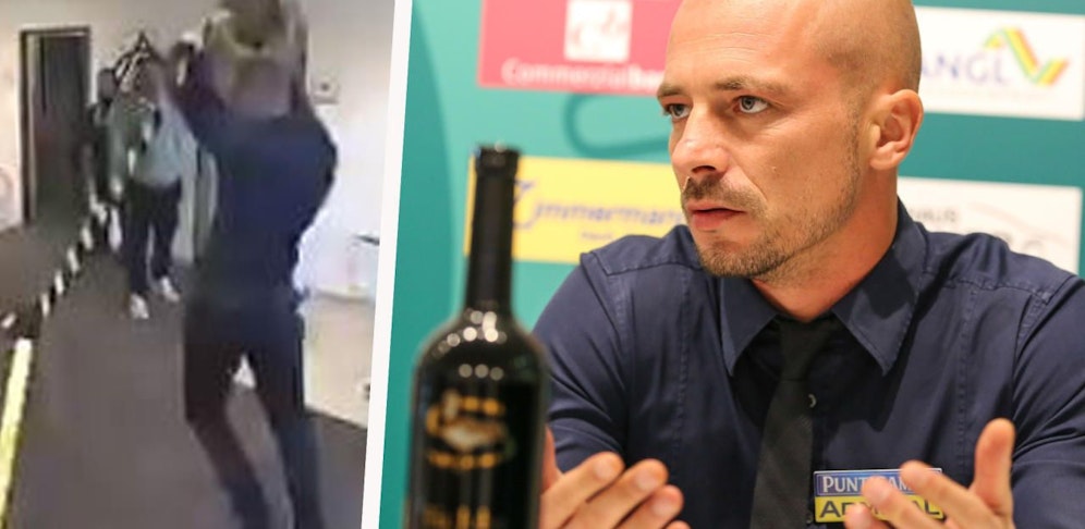 Nestor El Maestro links bei seinem Ausraster in Mattersburg.