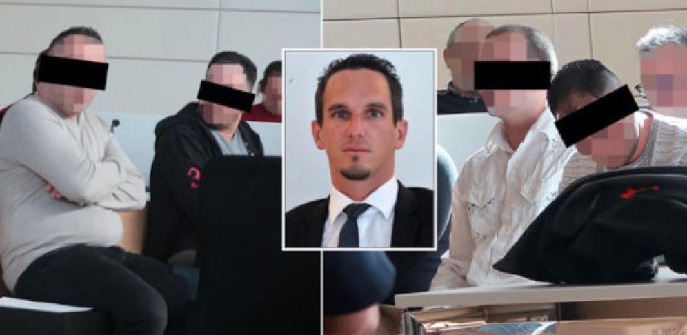 Die Angeklagten und Anwalt Gemeiner