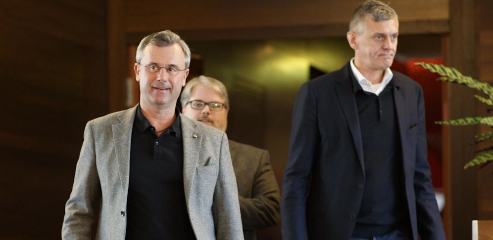 FPÖ-Chef Norbert Hofer (links) anl. der Bundesparteiklausur der FPÖ am Mittwoch, 08. Jänner 2019, in Leoben.