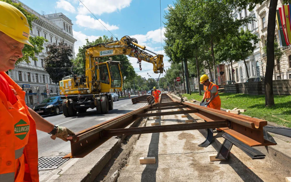 Gleisbauarbeiten am Schottenring
