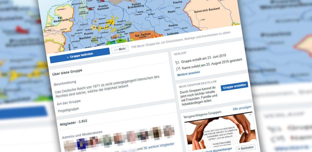 Die Facebook-Gruppe "Deutsches Reich".