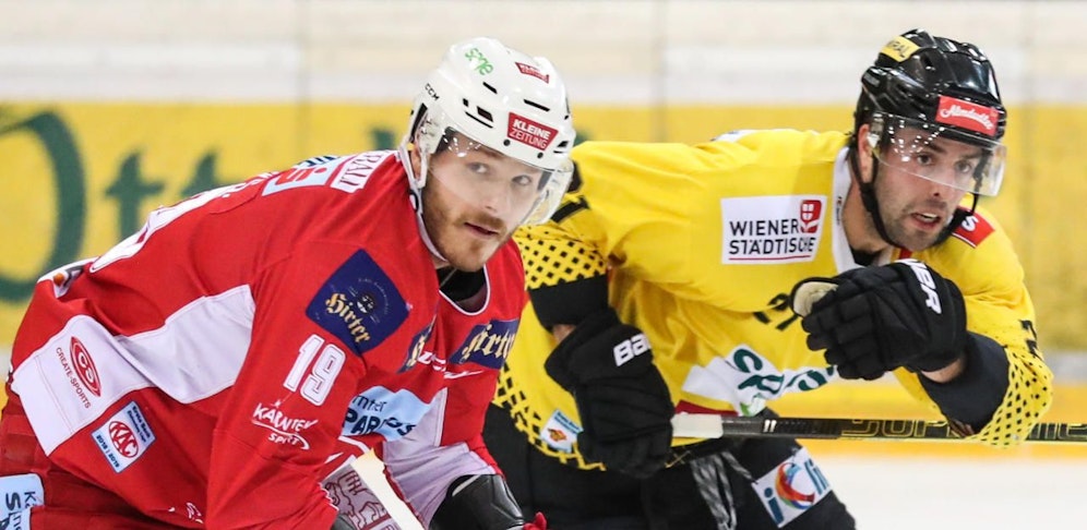 Stefan Geier (KAC) und Riley Holzapfel (Vienna Capitals) werden mit Graz, Salzburg und Co. im Free-TV um den Meistertitel kämpfen.