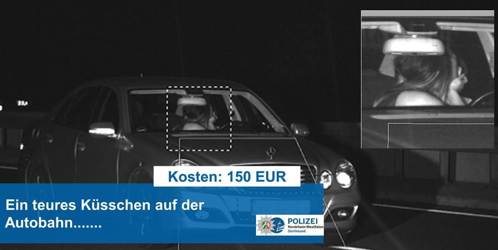 Das Küsschen auf der Autobahn kostet 150 Euro