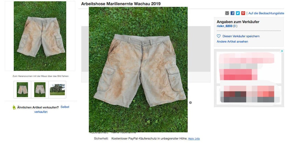 Wer braucht eine gebrauchte "Marillenhose"? Auf ebay kann man derzeit günstig zuschlagen.
