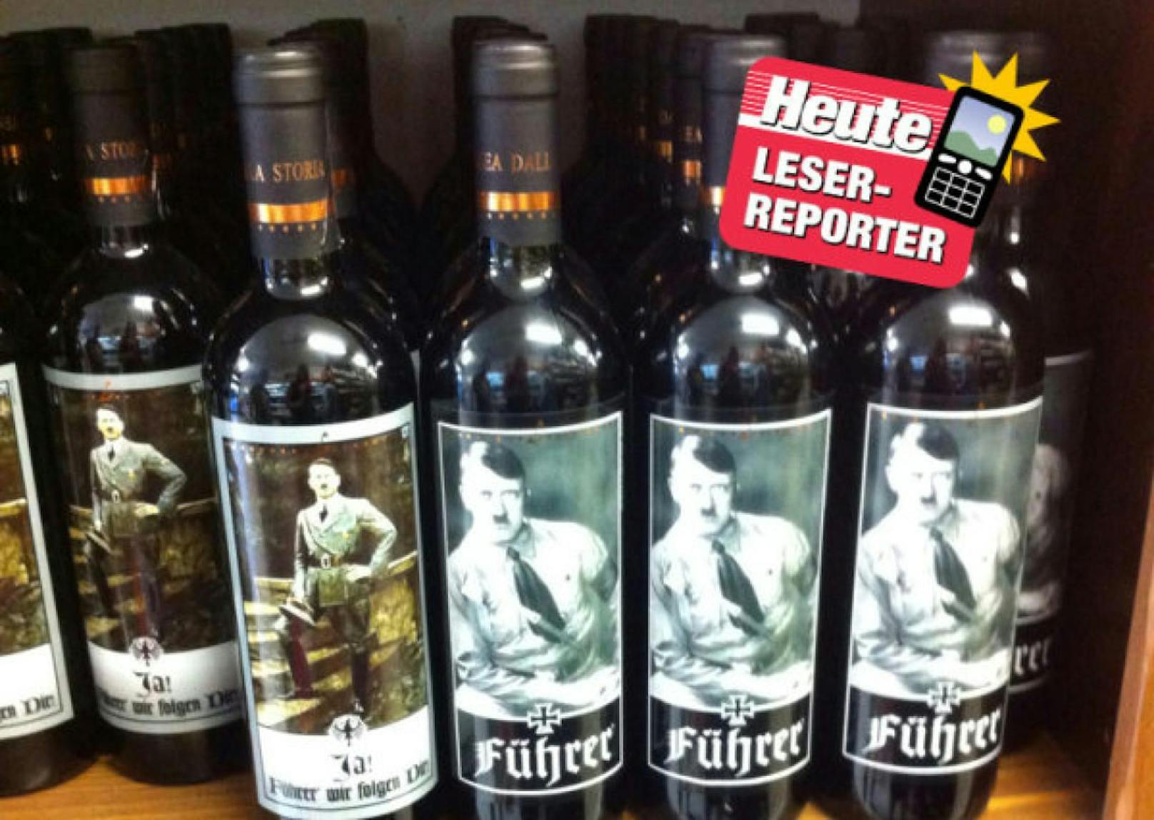 Der &quot;Hitlerwein&quot; des Angeklagten stammte aus Italien. Leserreporter Gerhard Haeusler sandte uns schon im Jahr 2013 ein Bild aus Jesolo, wo er den Wein entdeckte.