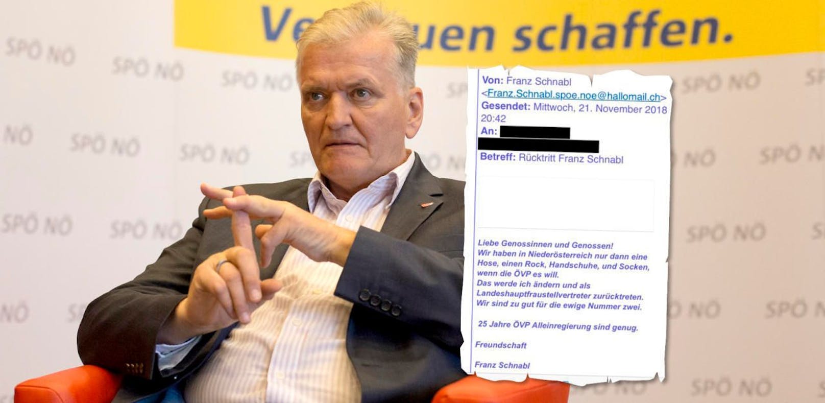 Franz Schnabl und die Fake-Mail mit seinem Rücktritt.