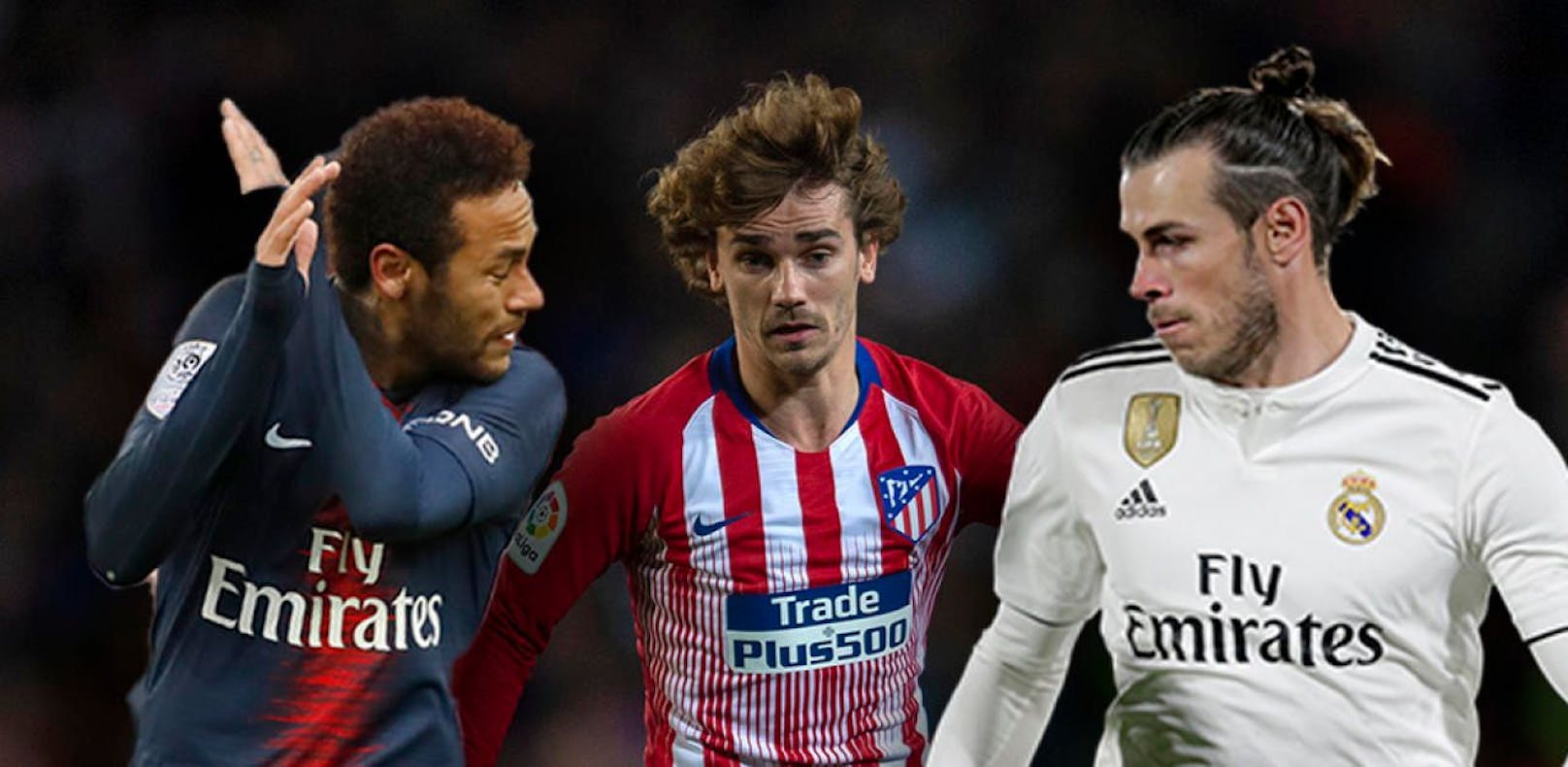 Drei heiße Transfer-Aktien: Neymar, Antoine Griezmann und Gareth Bale. 