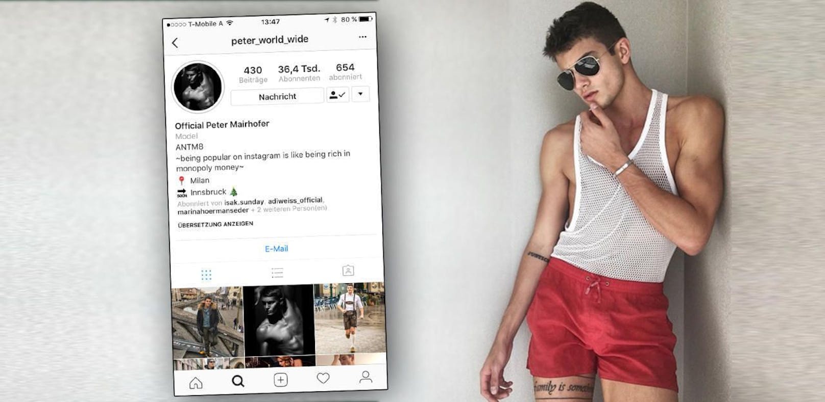 Topmodel Peter Mairhofer musste zwei Tage lang auf seinen Instagram-Account verzichten!
