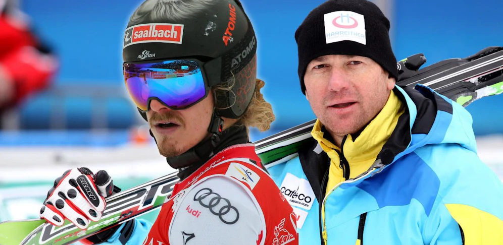 Manuel Feller und Ex-Rennfahrer Christian Mayer.