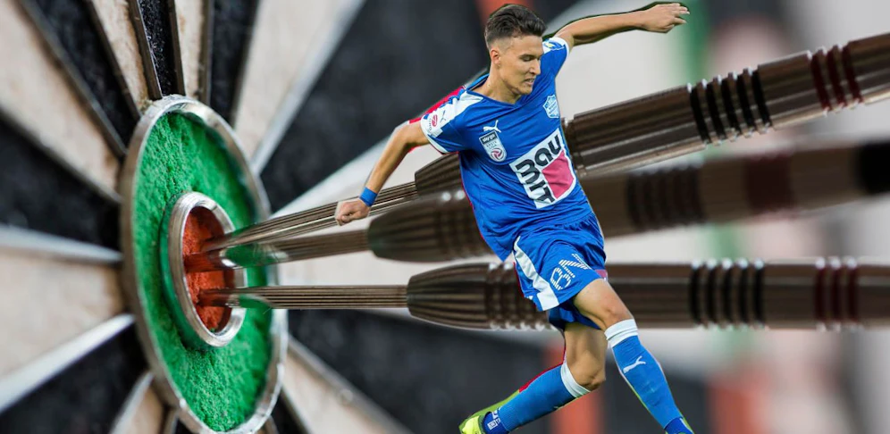 Die Kicker des SC Wiener Neustadt tauschen Fußball gegen Dartpfeil. Aber nur für einen Abend.