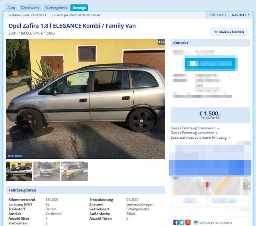 Skurrile Anzeige auf willhaben.at