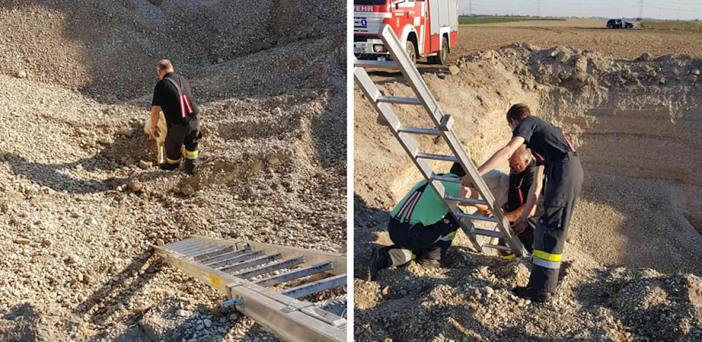 Die Feuerwehrkameraden aus Oberhausen halfen dem gutmütigen Vierbeiner.
